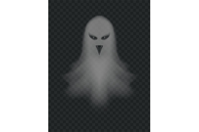 Transparent ghost. Scary halloween night ghoul. Dead spirit with angry