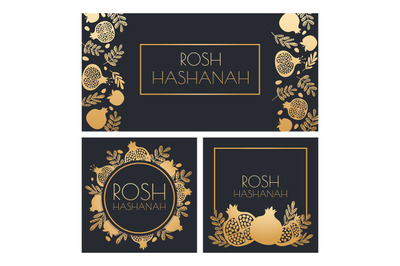 Jewish New Year. Happy Shana Tova, Rosh Hashanah holiday symbols and p