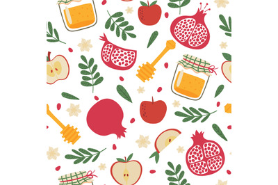 Shana tova seamless pattern. Jewish new year rosh hashanah, repeating