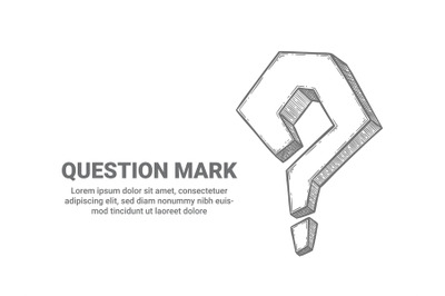 Question mark. Sketch interrogative symbol ask help support. Faq, sear