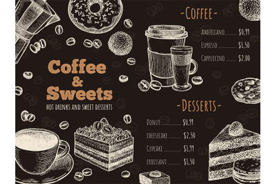 Coffee menu. Coffee house, bar or cafe menu design template, hot drink