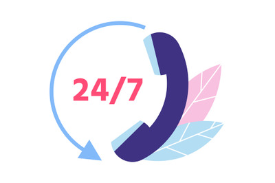 Customer support. 24 7 technical support. Phone call symbol for client