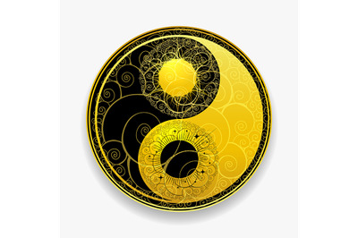 Yin And Yang Golden Symbol Emblem