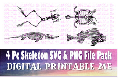 Aquatic, Life, Skeleton, Clip Art, Pack, SVG, PNG, 4 Images, Pack, Ins