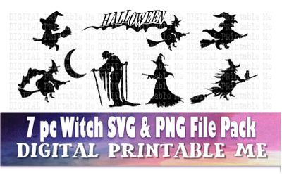 Witch&2C; SVG&2C; PNG&2C; Images&2C; Silhouette&2C; Clip Art Pack&2C; Instant Download&2C;