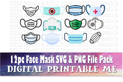 Face Mask, Bundle, SVG, PNG, files, face covering, covid 19, 2020, soc