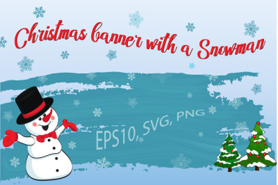 Christmas banner with a snowman.