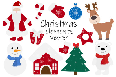 Set New Year Christmas elements vector illustration