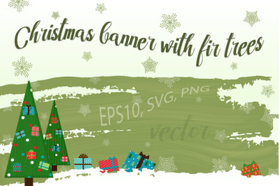 Christmas banner with fir trees