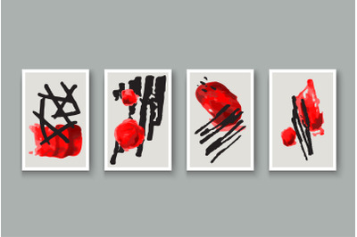 Creative minimalist hand painted abstract artistic background set