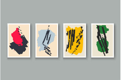 Creative minimalist hand painted abstract artistic background set