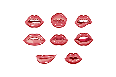 Sexy and seductive female lips. Vector lipstick mouth