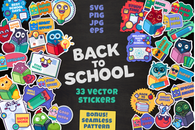 Cartoon School Stickers Set