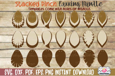 Stacked Pinch Earring Bundle SVG, Teardrop Earring