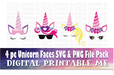 Unicorn Face, SVG bundle, PNG, clip art, diy, unicorn eyes hair horn,