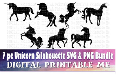 Unicorn silhouette SVG bundle, PNG, clip art, diy, unicorn black white