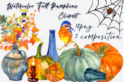 Autumn Halloween Pumpkins Clipart Set