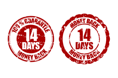 Money back guarantee 14 days rubber stamp