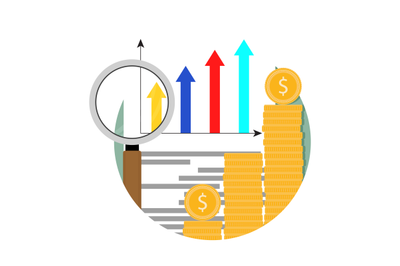 Growth market, financial analysis chart icon