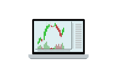 Stock chart of candle stick on laptop