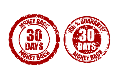 Money back guarantee 30 days rubber stamp