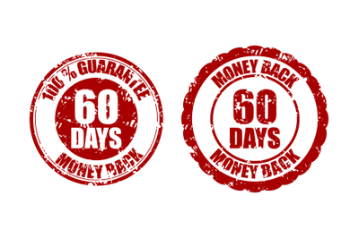 Money back guarantee 60 days rubber stamp red