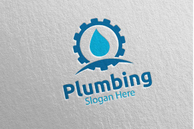 Plumbing Logo with Water and Fix Home Concept 8