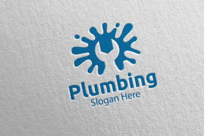 Splash Plumbing Logo with Water and Fix Home Concept 10