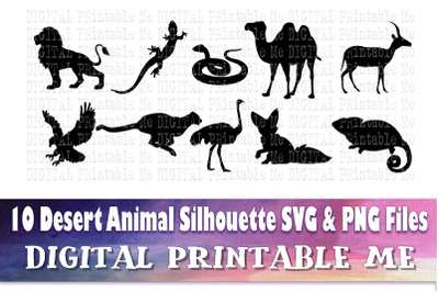 Desert animals&2C; silhouette SVG bundle&2C; PNG&2C; clip art&2C; 10 Digital&2C; cut