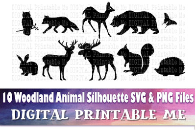 Woodland animals svg, silhouette bundle, PNG, clip art, 10 Digital, cu