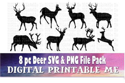 Deer svg, silhouette bundle, PNG, clip art, 8 Digital, cut file, reind