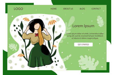 Landing Page Fashion Girl with green skirt