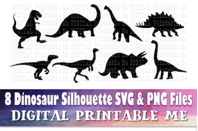 Dinosaur svg, silhouette bundle, jurassic, clip art, 8 Digital