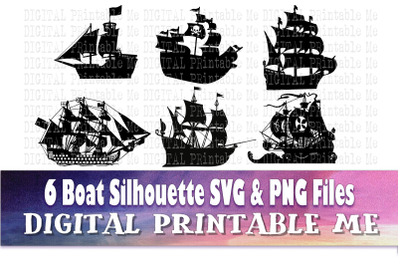 Boat&2C; svg bundle&2C; silhouette&2C; PNG&2C; clip art&2C; 6 Digital&2C; cut file&2C; sail