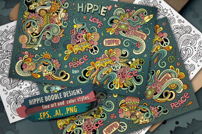Hippie Doodle Designs Set