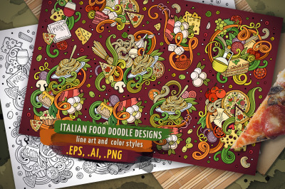 ITALIAN FOOD Doodle Designs Set