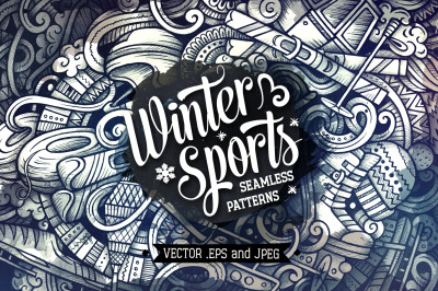 Winter Sports Graphics Doodle Patterns