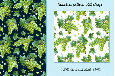 Watercolor pattern with grape