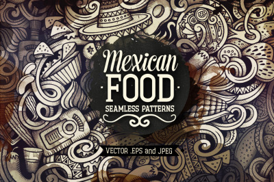 Mexican Cuisine Graphics Doodle Patterns