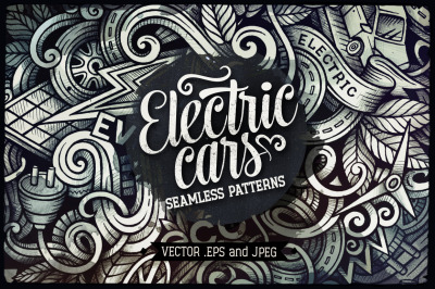Electric Cars Graphics Seamless Patterns