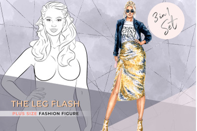 The Leg Flash Plus Size Fashion model 3 in 1 set
