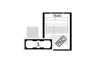 Taxes paid line art concept