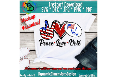 Peace Love Vote svg, voting, election, elections, presidential, checkb