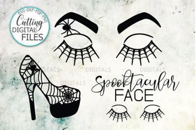 Halloween Face eyelashes high heel for teacher beauty salon svg bundle
