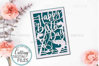 Happy Birthday card papercut svg laser cut cricut template