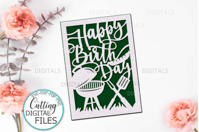 Happy Birthday card papercut svg laser cut cricut template svg dxf