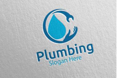 Plumbing Logo with Water and Fix Home Concept 12