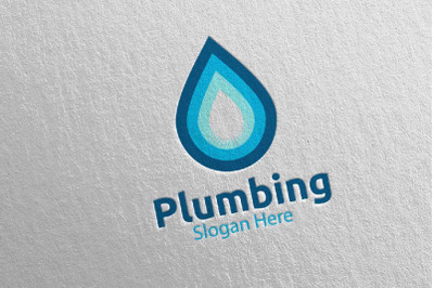 Plumbing Logo with Water and Fix Home Concept 15