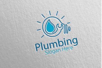 Idea Plumbing Logo with Water and Fix Home Concept 16