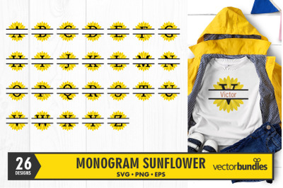 Sunflower monogram split svg